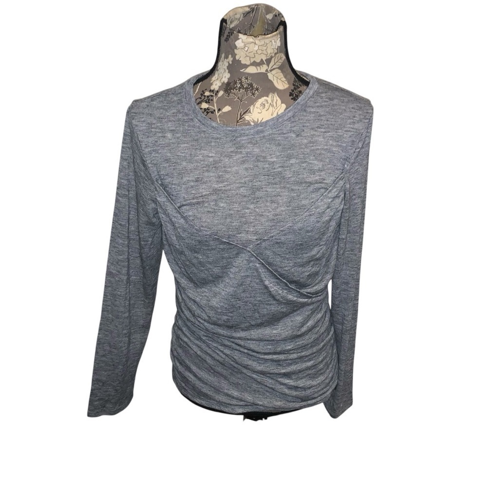 EXPRESS Gray Long Sleeve Faux Wrap Top size large NWT